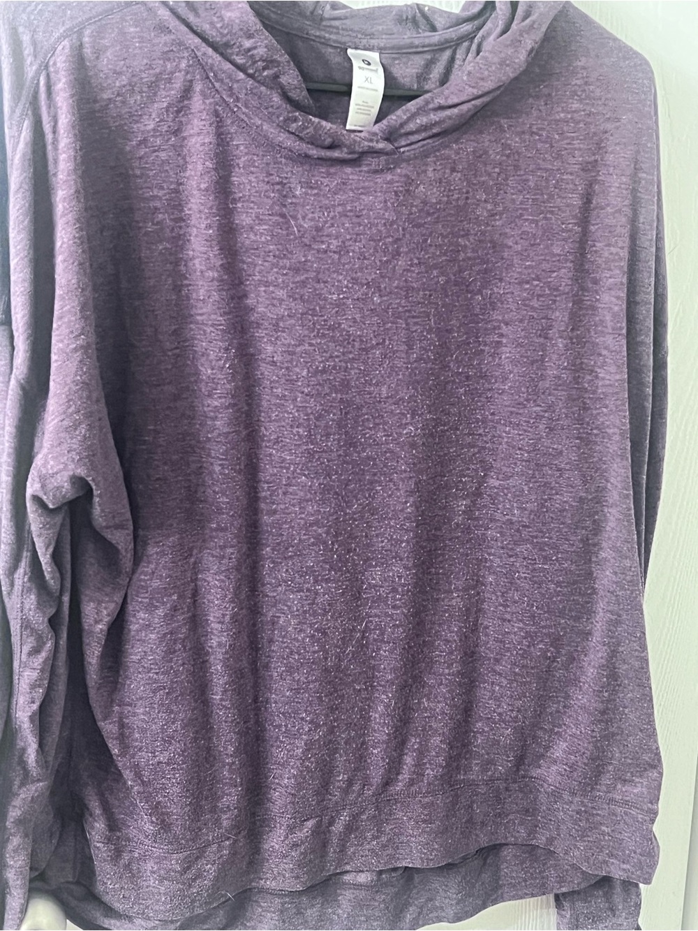 90 Degree By Reflex Heathered Purple Hooded Pullover Sweater